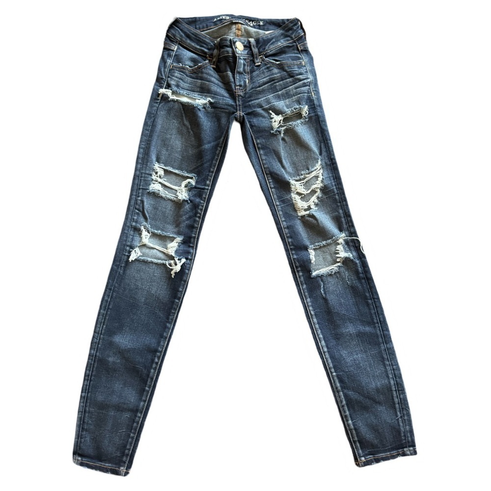 AMERICAN EAGLE Women’s Super Low Distressed Jeggings